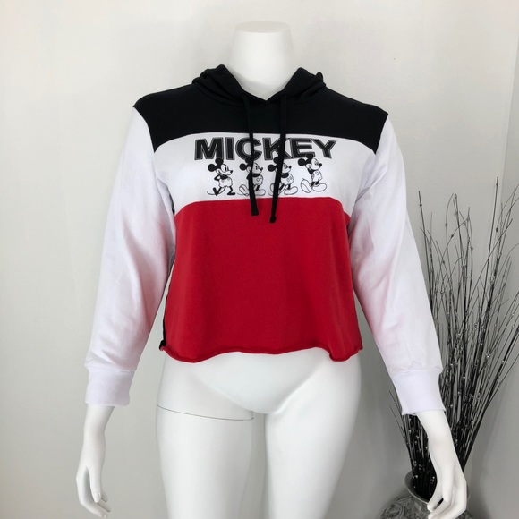 Disney Tops - Disney Mickey Hooded Crop Sweatshirt 2X NWOT